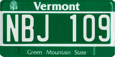 VT license plate NBJ109