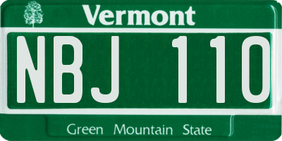 VT license plate NBJ110