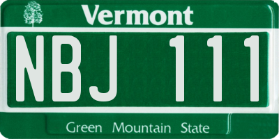 VT license plate NBJ111