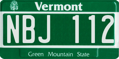 VT license plate NBJ112