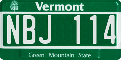 VT license plate NBJ114