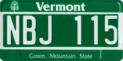 VT license plate NBJ115