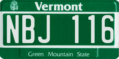 VT license plate NBJ116