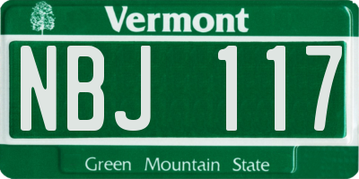 VT license plate NBJ117