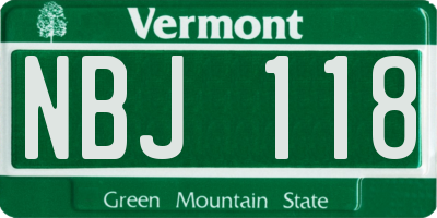 VT license plate NBJ118