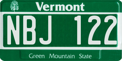 VT license plate NBJ122