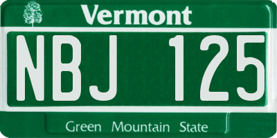 VT license plate NBJ125