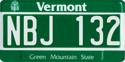 VT license plate NBJ132
