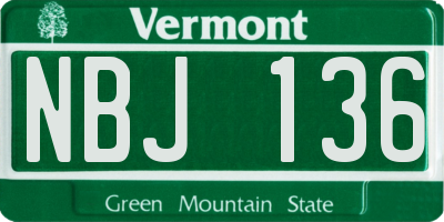 VT license plate NBJ136