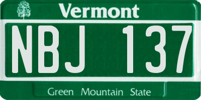 VT license plate NBJ137