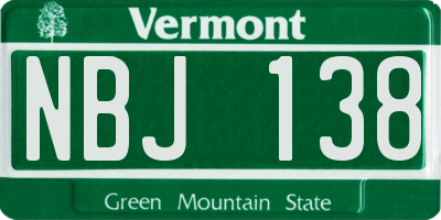 VT license plate NBJ138