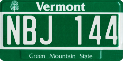 VT license plate NBJ144
