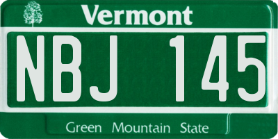 VT license plate NBJ145