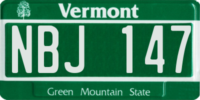 VT license plate NBJ147