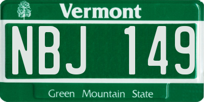 VT license plate NBJ149