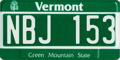 VT license plate NBJ153