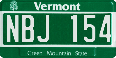 VT license plate NBJ154