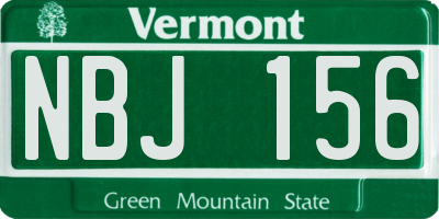 VT license plate NBJ156