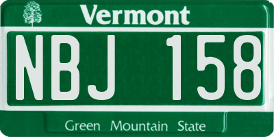 VT license plate NBJ158
