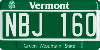 VT license plate NBJ160