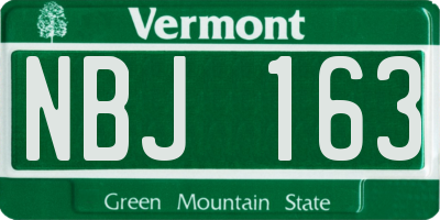 VT license plate NBJ163