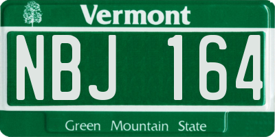 VT license plate NBJ164