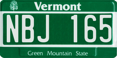 VT license plate NBJ165