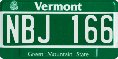 VT license plate NBJ166