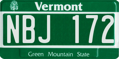 VT license plate NBJ172