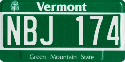 VT license plate NBJ174