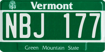 VT license plate NBJ177