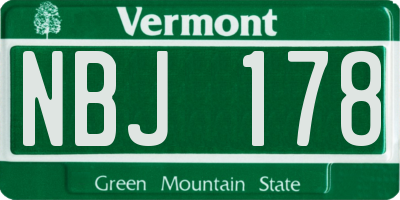 VT license plate NBJ178