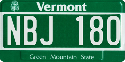 VT license plate NBJ180