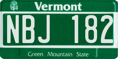 VT license plate NBJ182