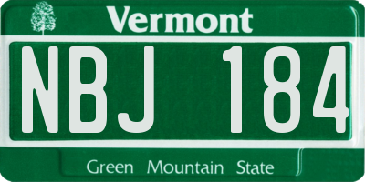 VT license plate NBJ184