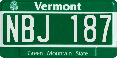 VT license plate NBJ187