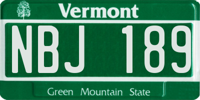 VT license plate NBJ189