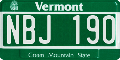 VT license plate NBJ190