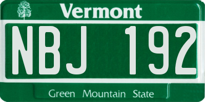 VT license plate NBJ192