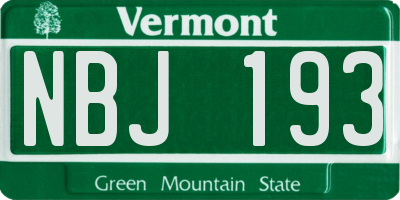 VT license plate NBJ193