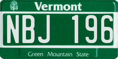 VT license plate NBJ196