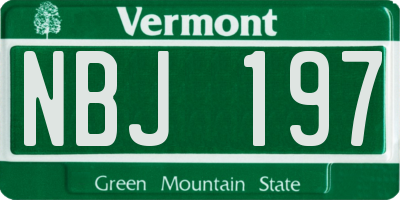 VT license plate NBJ197