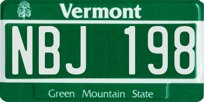 VT license plate NBJ198