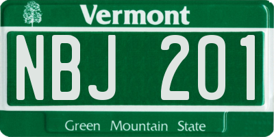 VT license plate NBJ201