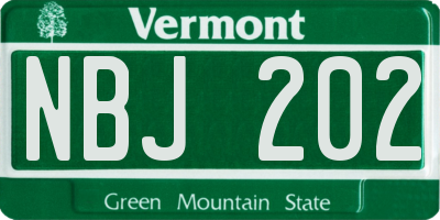 VT license plate NBJ202