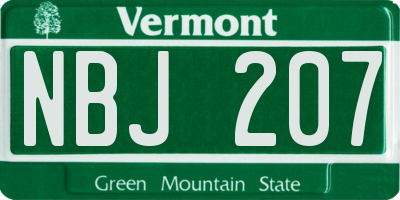 VT license plate NBJ207