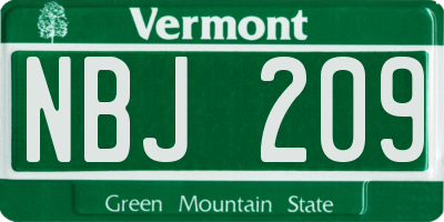 VT license plate NBJ209