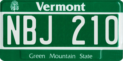 VT license plate NBJ210