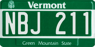 VT license plate NBJ211