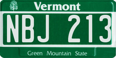 VT license plate NBJ213